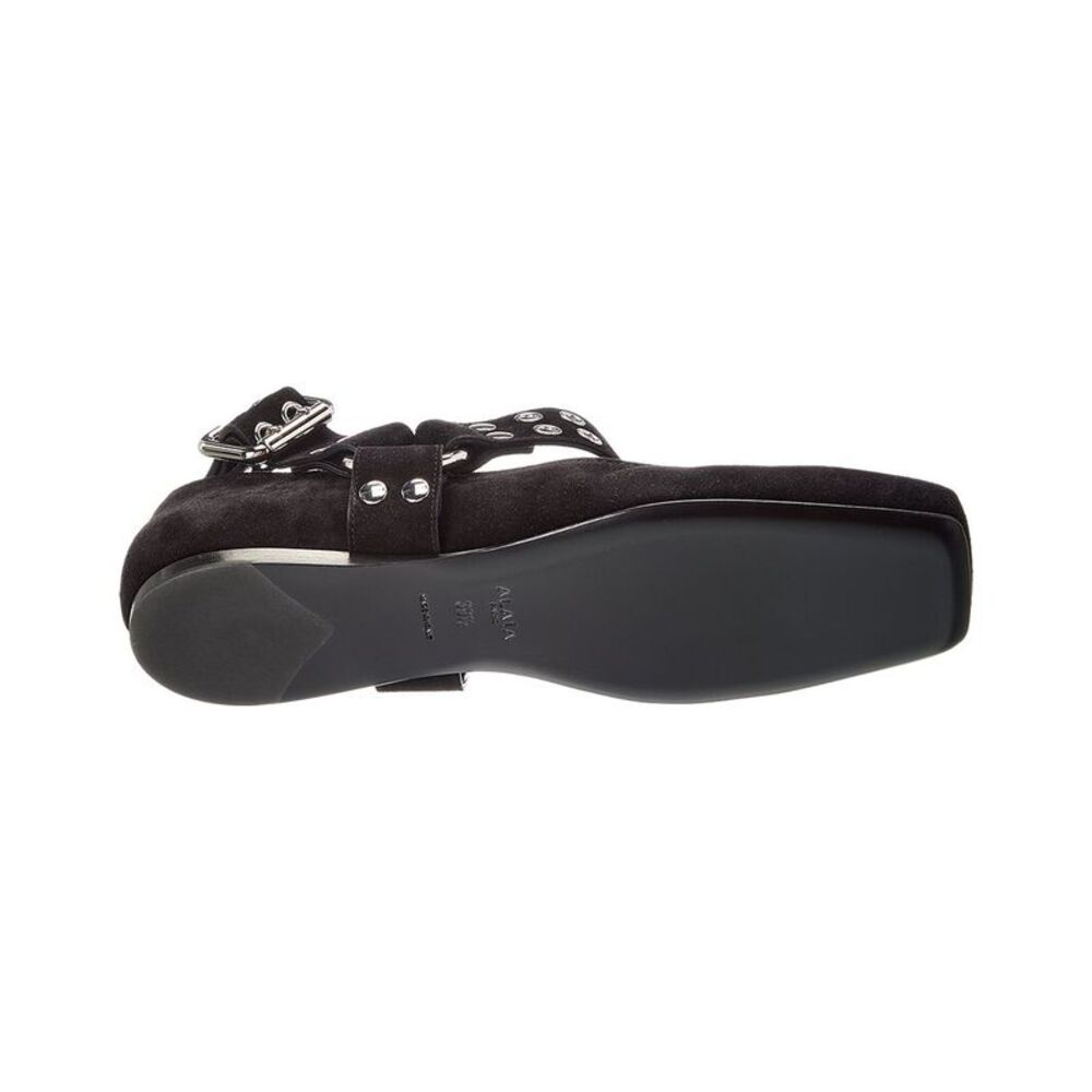 Alaïa Biker Suede Ballet Flat, Black - Picture 4 of 5